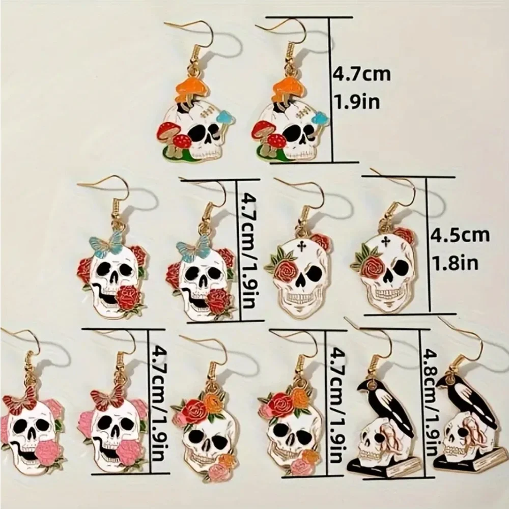 Raven Skull Earrings - Picture 2 of 2